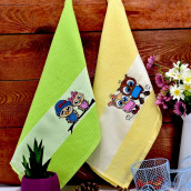 Кухонное полотенце Сова цвет: желтый, зеленый (40х60 см - 2 шт)