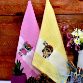Кухонное полотенце Сова цвет: желтый, розовый (40х60 см - 2 шт)