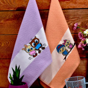 Кухонное полотенце Сова цвет: оранжевый, фиолетовый (40х60 см - 2 шт)