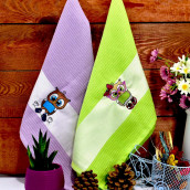 Кухонное полотенце Сова цвет: зеленый, фиолетовый (40х60 см - 2 шт)