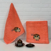 Набор из 2 детских полотенец Сова цвет: оранжевый (50х90 см, 70х140 см)