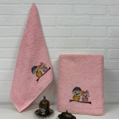 Набор из 2 детских полотенец Сова цвет: темно-розовый (50х90 см, 70х140 см)