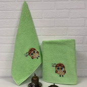 Набор из 2 детских полотенец Сова цвет: зеленый (50х90 см, 70х140 см)