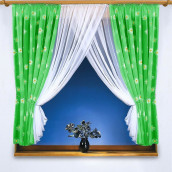 Классические шторы Romashki цвет: зеленый (145х170 см - 2 шт)