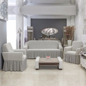 Набор чехлов для мягкой мебели Fiyonk цвет: кремовый, серый (260 см, 80 см - 2 шт)