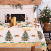 Скатерть с салфетками Golden Christmas цвет: белый, зеленый, золотистый