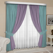 Классические шторы Canvas цвет: бирюзовый, фиолетовый