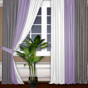 Классические шторы Elisa цвет: серый, сиреневый, белый