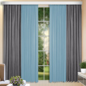 Классические шторы Kaima цвет: серый, голубой