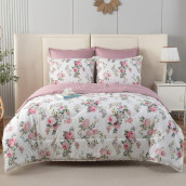Постельное белье с одеялом-покрывалом Бернадетт цвет: розовый, белый