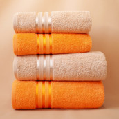 Набор из 4 полотенец Harmonika цвет: оранжевый, бежевый (50х80 см - 2 шт, 70х130 см - 2 шт)