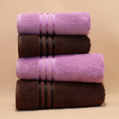 Набор из 4 полотенец Harmonika цвет: светло-фиолетовый, кофейный (50х80 см - 2 шт, 70х130 см - 2 шт)