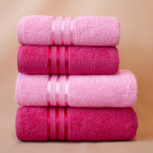 Набор из 4 полотенец Harmonika цвет: розовый, малиновый (50х80 см - 2 шт, 70х130 см - 2 шт)