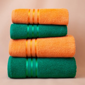 Набор из 4 полотенец Harmonika цвет: оранжевый, изумрудный (50х80 см - 2 шт, 70х130 см - 2 шт)