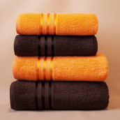 Набор из 4 полотенец Harmonika цвет: оранжевый, кофейный (50х80 см - 2 шт, 70х130 см - 2 шт)