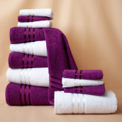 Набор из 12 полотенец Harmonika цвет: белый, пурпурный (30х50 см - 6 шт, 50х80 см - 4 шт, 70х130 см - 2 шт)