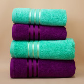 Набор из 4 полотенец Harmonika цвет: пурпурный, мятный (50х80 см - 2 шт, 70х130 см - 2 шт)
