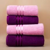 Набор из 4 полотенец Harmonika цвет: пурпурный, розовый (50х80 см - 2 шт, 70х130 см - 2 шт)