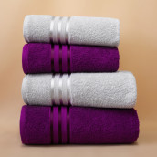 Набор из 4 полотенец Harmonika цвет: пурпурный, серебристо-серый (50х80 см - 2 шт, 70х130 см - 2 шт)