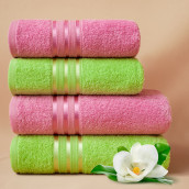 Набор из 4 полотенец Harmonika цвет: розовый, салатовый (50х80 см - 2 шт, 70х130 см - 2 шт)