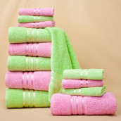 Набор из 12 полотенец Harmonika цвет: розовый, салатовый (30х50 см - 6 шт, 50х80 см - 4 шт, 70х130 см - 2 шт)