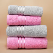 Набор из 4 полотенец Harmonika цвет: серебристо-серый, розовый (50х80 см - 2 шт, 70х130 см - 2 шт)