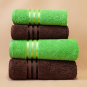 Набор из 4 полотенец Harmonika цвет: зеленый, кофейный (50х80 см - 2 шт, 70х130 см - 2 шт)