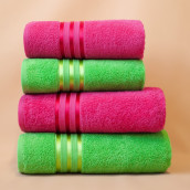Набор из 4 полотенец Harmonika цвет: малиновый, зеленый (50х80 см - 2 шт, 70х130 см - 2 шт)