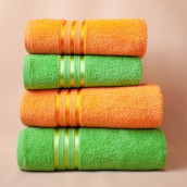 Набор из 4 полотенец Harmonika цвет: зеленый, оранжевый (50х80 см - 2 шт, 70х130 см - 2 шт)
