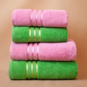 Набор из 4 полотенец Harmonika цвет: зеленый, розовый (50х80 см - 2 шт, 70х130 см - 2 шт)