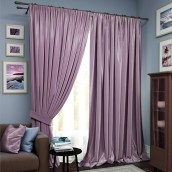 Классические шторы Abbey цвет: нежно-фиолетовый, белый (220х270 см - 2 шт)