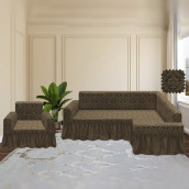 Комплект чехлов на угловой диван и кресло Tara цвет: капучино (300 см, 50 см)