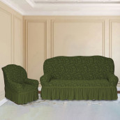 Комплект чехлов на диван и два кресла Effie цвет: зеленый (185 см, 50 см - 2 шт)