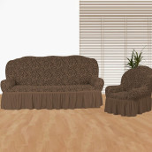 Комплект чехлов на диван и два кресла Isadore цвет: светло-коричневый (185 см, 50 см - 2 шт)