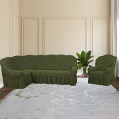 Комплект чехлов на угловой диван и кресло Bettie цвет: зеленый (300 см, 50 см)