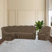 Комплект чехлов на угловой диван и кресло Moise цвет: светло-коричневый (300 см, 50 см)