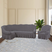 Комплект чехлов на угловой диван и кресло Moise цвет: серый (300 см, 50 см)