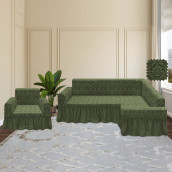 Комплект чехлов на угловой диван и кресло Elisabeth цвет: зеленый (300 см, 50 см)