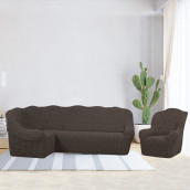 Комплект чехлов на угловой диван и кресло Alvena цвет: темно-коричневый (300 см, 50 см)