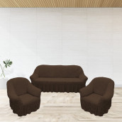 Комплект чехлов на диван и два кресла Naima цвет: темно-коричневый (185 см, 50 см - 2 шт)