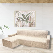 Чехол на угловой диван (левый угол) оттоманка Evelin цвет: кремовый (240 см)