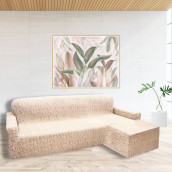 Чехол на угловой диван (правый угол) оттоманка Морена цвет: кремовый (240 см)