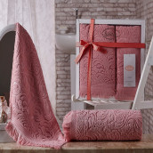 Набор из 2 полотенец Esra цвет: розовый (50х90 см, 70х140 см)