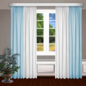 Классические шторы Bryson цвет: белый, голубой (145х270 см - 2 шт)