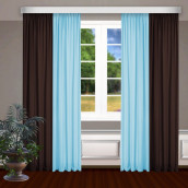 Классические шторы Bryson цвет: голубой, коричневый (145х270 см - 2 шт)
