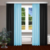 Классические шторы Bryson цвет: голубой, черный (145х270 см - 2 шт)