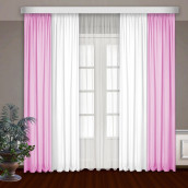 Классические шторы Bryson цвет: белый, розовый (145х270 см - 2 шт)