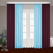 Классические шторы Bryson цвет: голубой, бордовый (145х270 см - 2 шт)
