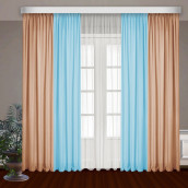 Классические шторы Bryson цвет: голубой, персик (145х270 см - 2 шт)