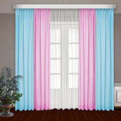Классические шторы Bryson цвет: голубой, розовый (145х270 см - 2 шт)